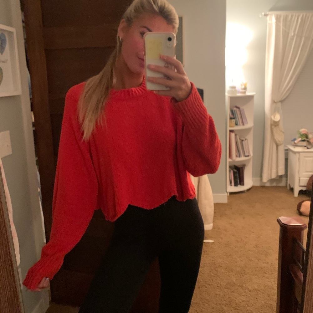 Red cropped sweater
